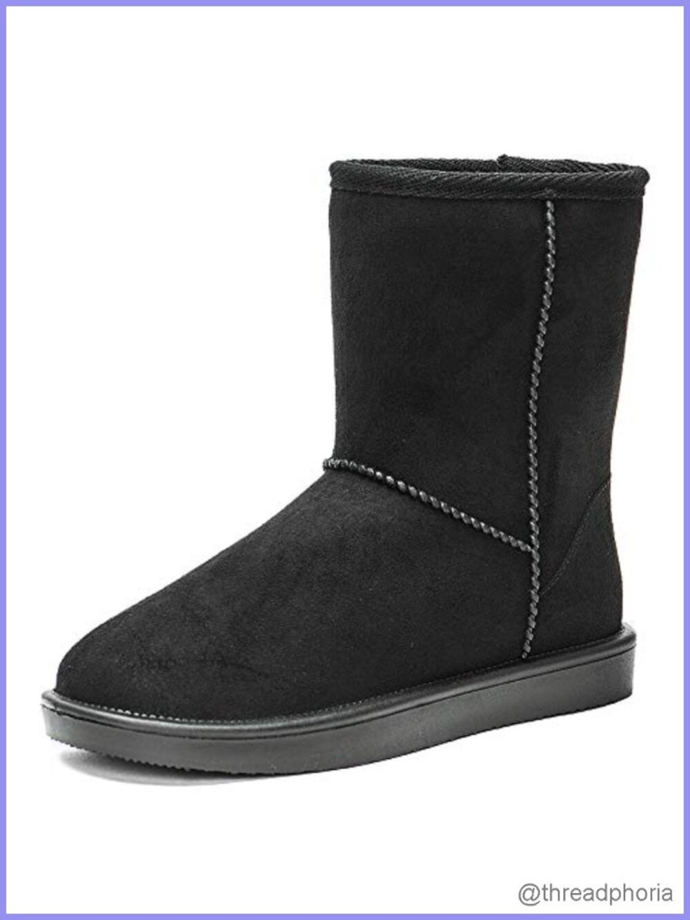 DKSUKO Waterproof Snow Boots Faux Leather Faux Fur Lined Non-Slip Winter